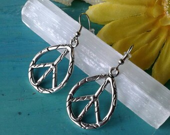 Large Peace Sign Earrings