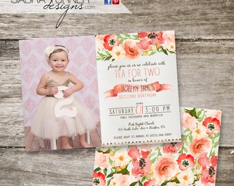 Tea Party Birthday Invitation • Tea for Two Invitation • Tea Party Invitation • Tea for 2 Invitation • Tea for Two Birthday Invitation