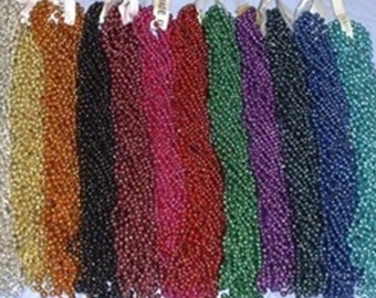 48 Mardi Gras Bead Metallic Round Necklaces 7mm 33" Craft