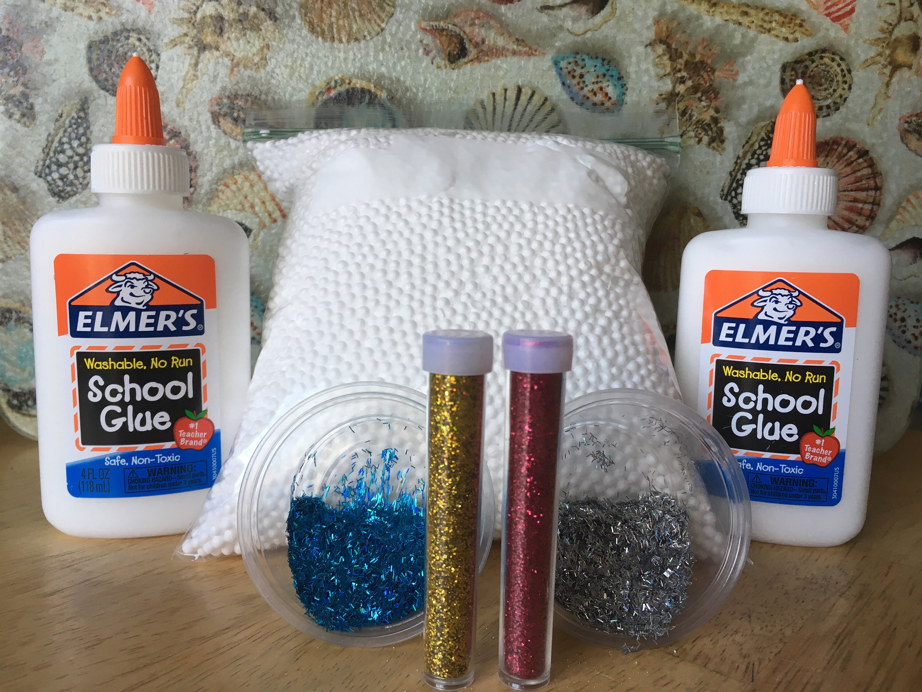 Elmers glue slime kit 5 cups of Styrofoam bead balls and 4