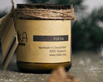 Pirin Tannenduft und Eukalyptus Ätherisches Öl Kerze Duftkerze aus Bio Sojawachs Handmade Geschenk Valentinstag Muttertag Geburtstag 35 Std.