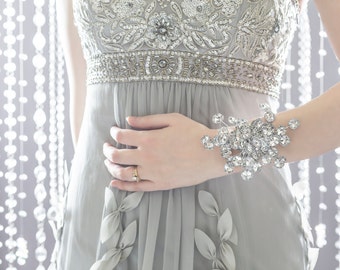 Wedding Corsage - Bridesmaid Corsage - Wrist Corsage, Silver Corsage, Prom Dress Accessory, Flower Corsage