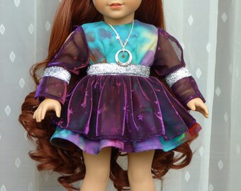 OOAK Moon Princess 18" American Girl Doll Custom Hand Painted Blue Brown Eyes Auburn Hair Highlights