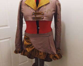Steampunk Coat and Bustle, Steampunk Jacket and Skirt, Cropped Jacket and Bustle, Steampunk Cropped Jacket, Steampunk Cropped Coat