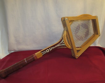SPALDING CHAMPIONSHIP RACKET with Stretcher Wooden Racquet