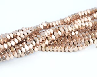 Rose Gold Plated Spacer Beads, Electroplated Hematite, 3mm - 50 pieces (216RG)