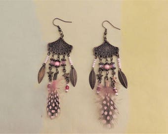 Pendant earrings Coachella - pink