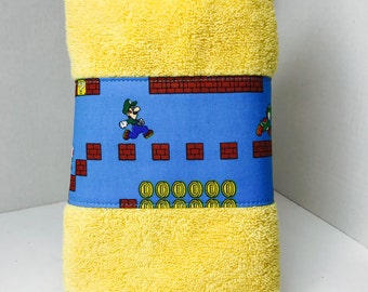 blue and yellow hand towels