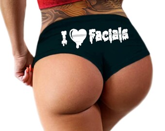 I Love Facials Panties, Boyshort Booty Panty, Womens Underwear