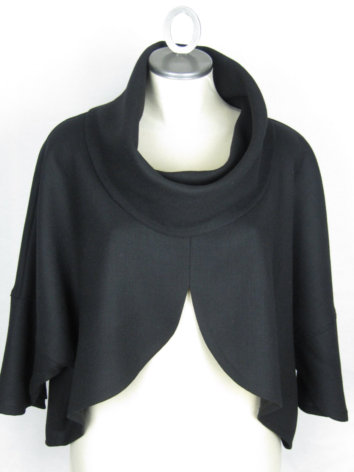 Women clothing classic style loose fit top pure wool black