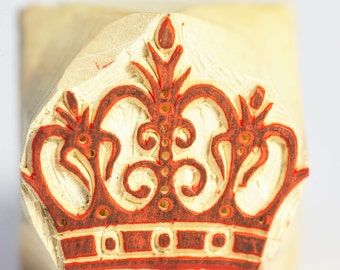 Stamp, Wooden Stamp, Hand Carved , Crown Stamp