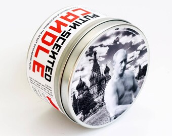 Vladimir Putin Scented Candle | Funny Russian Politics and History Gift | Funny Gift for Her | Pine, smoke and soil