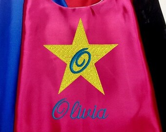 Super Hero Cape, Embroidered Star Cape Personalized with Name