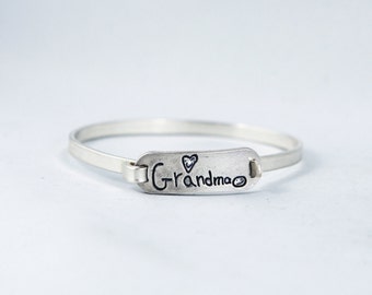 Handwriting Jewelry, Handwriting Tension Bracelet - Handwriting Tension Sterling Silver Bracelet - Memorial handwriting jewelry