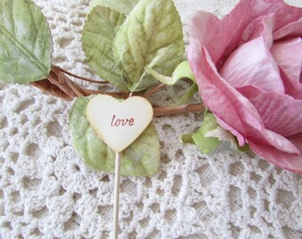 Love Heart Cupcake Toppers, Wedding cupcake toppers, Bridal shower cupcake toppers, Bachelorette cupcake toppers 24 or 48 Cupcake Toppers