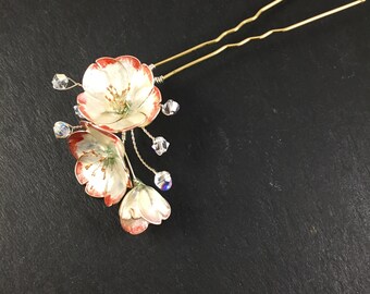 Wedding hair pin. Cherry blossom hair pin. Bridal hair pin. Hair accessory.