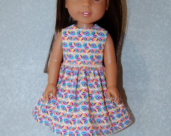 Dress for 14" Wellie Wishers or Melissa & Doug Doll Clothes colorful tkct1133 READY TO SHIP