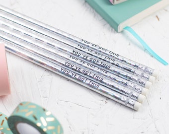 You've Got This Pencils Set, Motivational pencils, Positive Gifts, Slogan Pencils, Foil Pencils, Positive Quotes, Pencils, Gift For Her