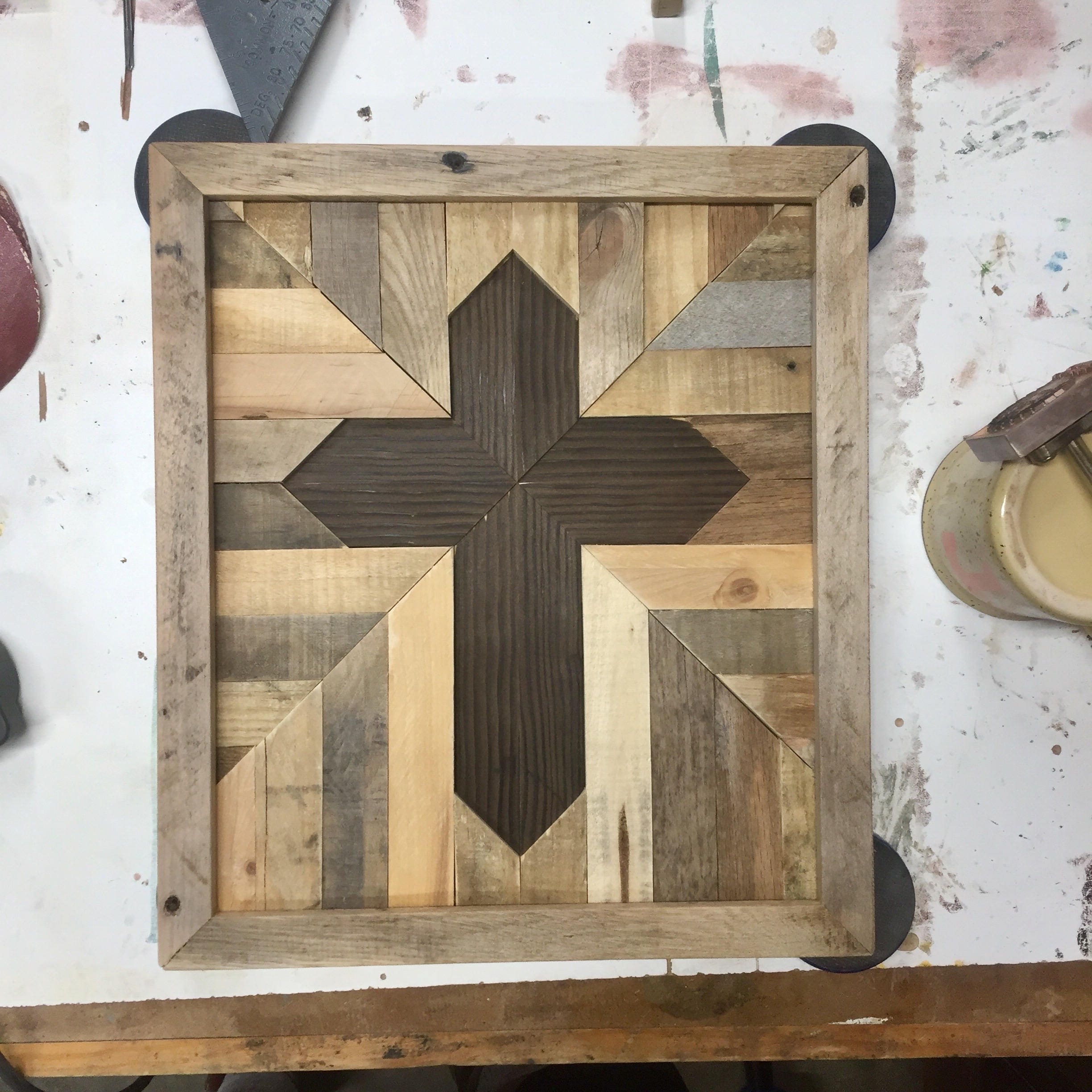 Pallet Wood Mosaic Cross Wall Art