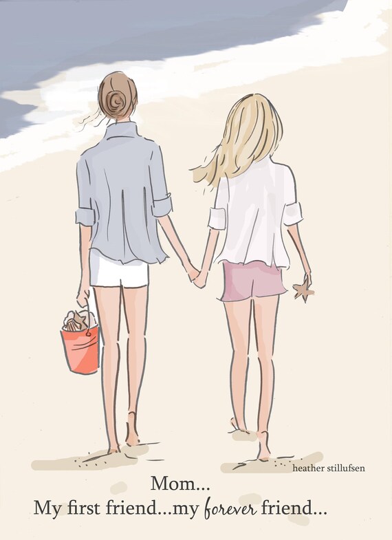 Mom and Daughter Art First Friend....Forever Friend Art