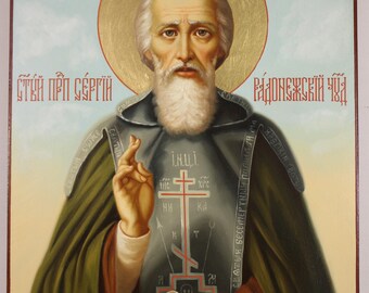 Saint Sergius of Radonezh Russian Orthodox Icon, handpainted icon