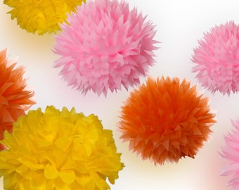 Tissue Paper Pom Poms Set of 9 - Sunshine decor