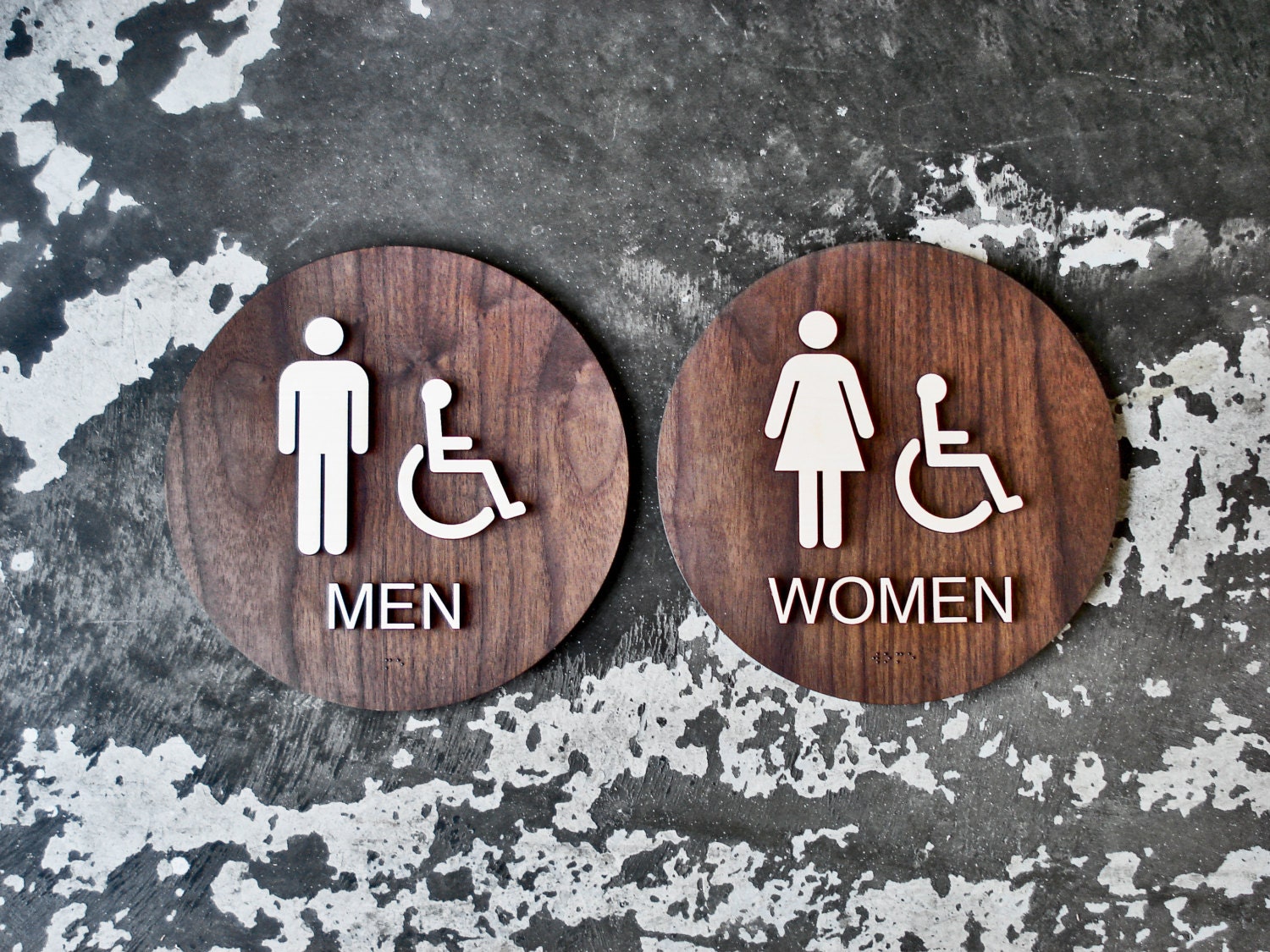 Ada Braille Restroom Sign Set Men Women Handicap Bathroom