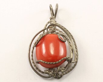 Vintage Red Jasper Wire Pendant PD 2320
