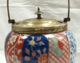 Cookie jar box biscuits jar Barrel in China-NISHIKIDE WARA Japan-Vintage