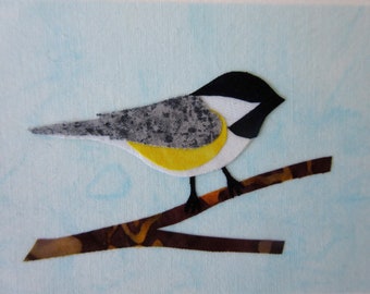 Chickadee Fabric Note Card