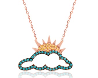 Silver Necklace Sun Partly Cloudy - IJ1-1751