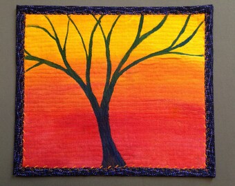 Painted and stitched art quilt