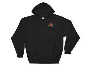 Weed Rose Pocket Hoodie | Red Rose, Stoner, Marijuana, Trippy, Trendy, Tumblr Sweater