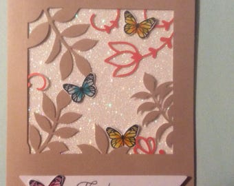 Stampin up glitter thank you card with envelope, blank inside