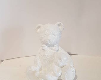 Teddy bear and baby figurine, handcrafted