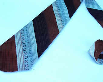 1960's Striped Thin Necktie , Vintage Retro Fashion Extra Long