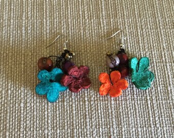 Orange Peel Earrings / Natural Flower Earrings / Floral Earrings / Acai Earrings