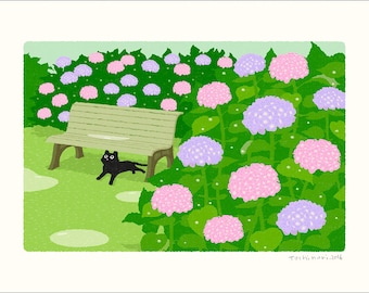 A3 size TABINEKO Art poster (Rain shelter) Cat illustration Print