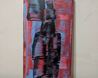 Small original abstract painting "figure" 6x12