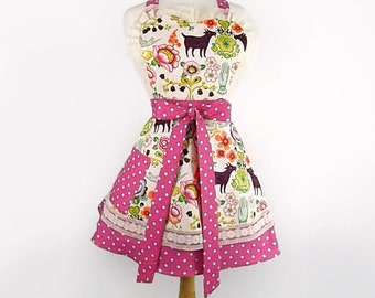 Vintage Inspired Doves and Flowers Apron