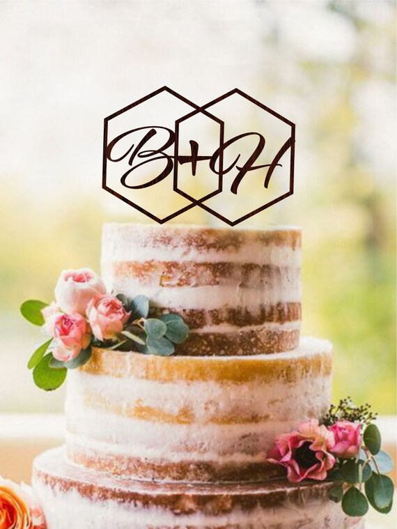 Geometric Wedding Cake Topper Initials Hexagon Modern Toppers Monogram Rustic Unique Custom Gold Geometric Wedding Cake Topper Initials Hexagon Modern Toppers Monogram Rustic Unique Custom Gold