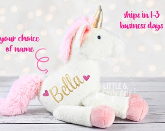 Personalized Unicorn Plush, Unicorn Toy, Unicorn Birthday, First Birthday Unicorn, Christmas Unicorn Gift, Flower Girl, Birthday Girl