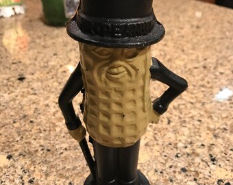 Vintage 7 1/2" Mr Mister Peanut Cast Iron Planters Figurine Bank!