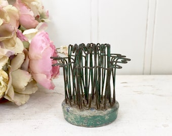 Hairpin VINTAGE FLOWER FROG - Blue Ribbon Flower Holder Co. - Wire Flower Frog - #2 Number - Green Metal Flower Arranging