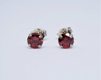 Sterling silver tangerine orange studs – 5 mm