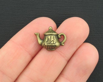 6 Teapot Charms Antique Bronze Tone - BC197