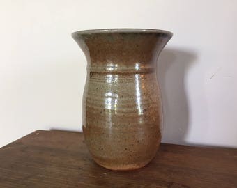 Stoneware vase rust glaze wheel thrown handmade vessel