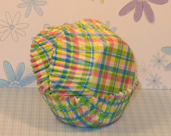 Mini Pastel Spring Plaid Cupcake Liners (50)