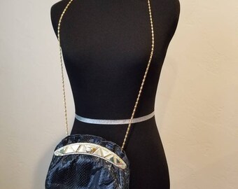 Dark Blue Snakeskin 80s purse
