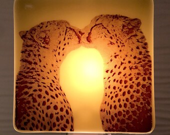 Cheetah Kiss Night Light Fused Glass